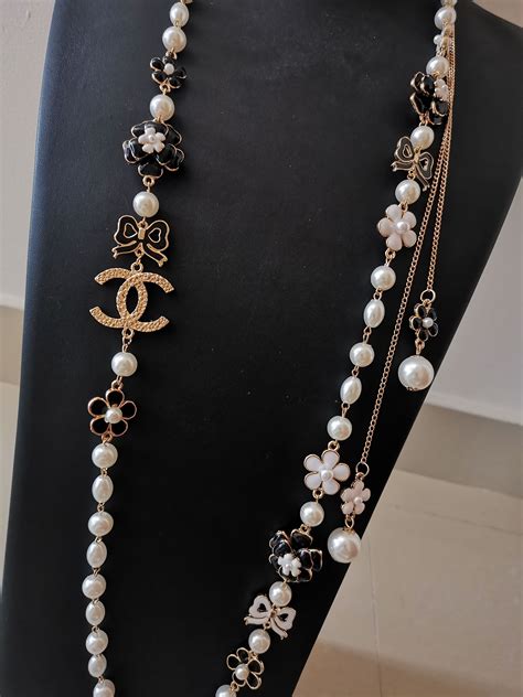 costume jewellery chanel long necklace replica inspired|chanel chain jewelry.